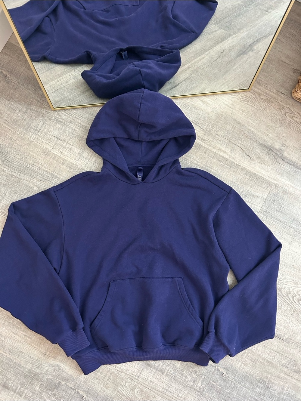 Skims Cotton Blend Fleece Classic Pullover Hoodie In Concord size Medium - Picture 4 of 6